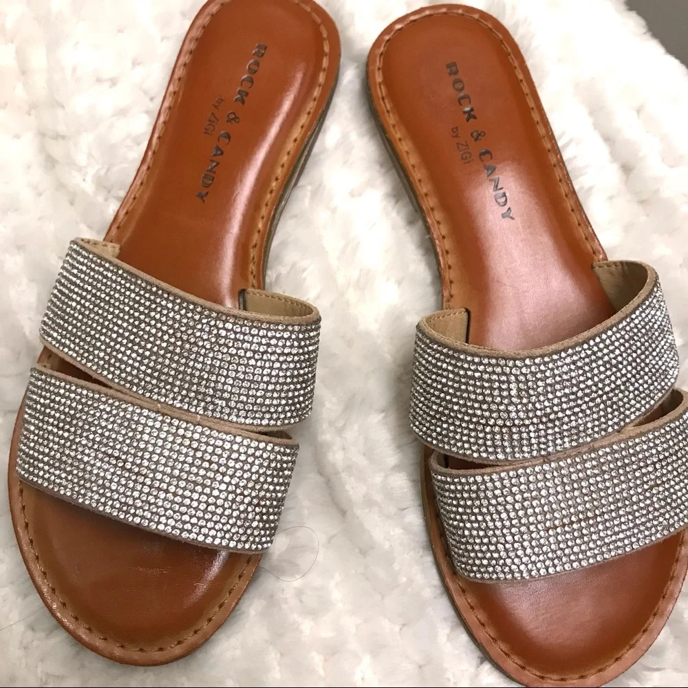 Rock & Candy by ZiGi flats champagne and rhinestones. Like New- size 6 - Picture 9 of 9
